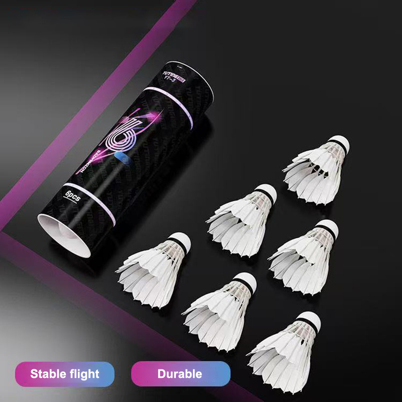 Feather Shuttlecock - 3개/6개 세트 배드민턴 공, 흰색 거위